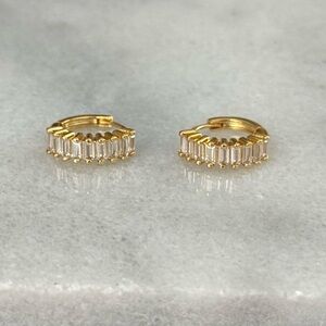 Gold Thick Crystal Stacked Huggie Hoop Earrings 

Brand New